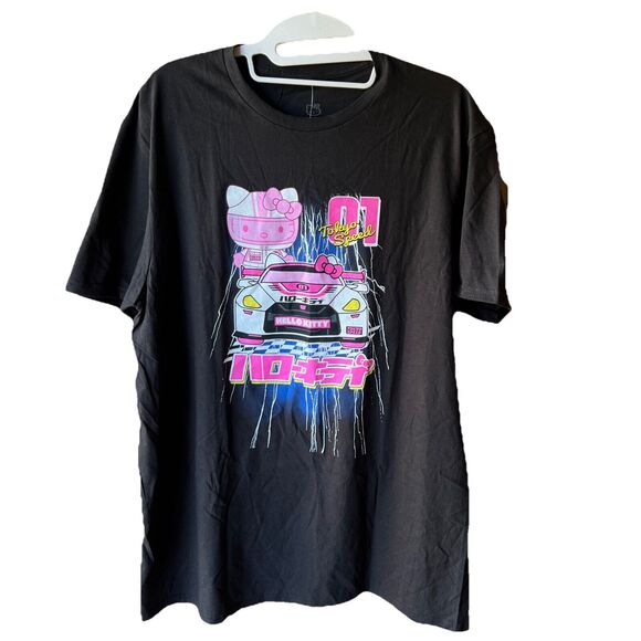 Hello Kitty Sanrio Unisex TSHIRT XL Tokyo Speed Racing Graphic Speed Black Pink - Picture 1 of 4